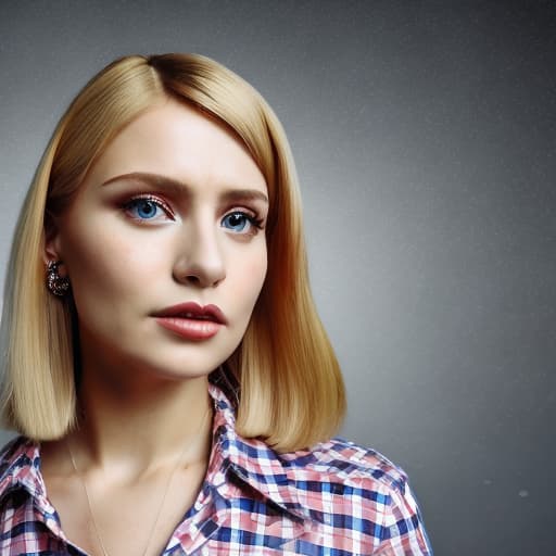 portrait+ style Russian queer TV actress blonde female face