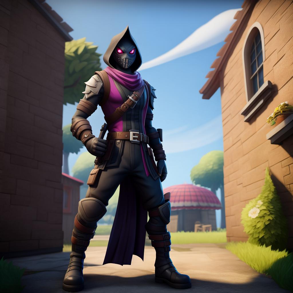  Evil Assassin (fortnite), full body, gloves, high quality, stealth, open eyes, masterpiece, 4k, fine details,