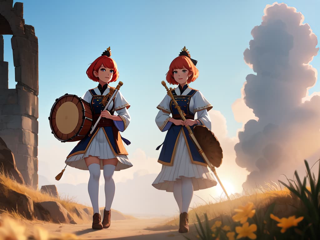  drum and flute girls, ((marching band)), depth of field, best quallity: 1.4, ultra detailed texture, absurd esolution, 8k illustration, 💩, 💩, 💩 , 💩, 💩, hyperrealistic, full body, detailed clothing, highly detailed, cinematic lighting, stunningly beautiful, intricate, sharp focus, f/1. 8, 85mm, (centered image composition), (professionally color graded), ((bright soft diffused light)), volumetric fog, trending on instagram, trending on tumblr, HDR 4K, 8K