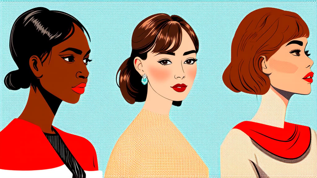  flat illustration, flaticon, (illustration:1.15), different beauty. set of different female heads. different races and nationalities. colored hand drawn illustration ar 16:9, [cory loftis, strobist, pascal campion :: 0.2]