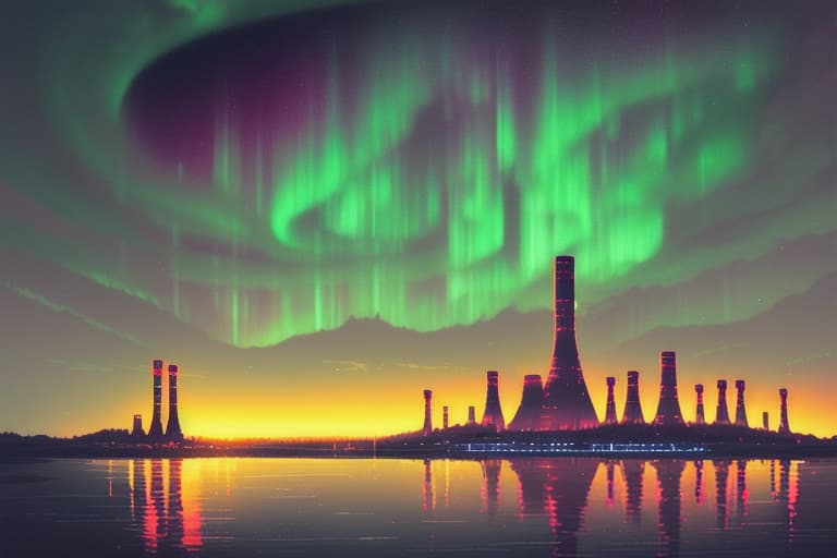  The universe is waiting, aurora skyline, alena aenami, artstation, nuclear reactor