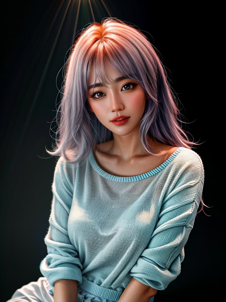  masterpiece, best quality: 1.4, high resolution, 8k resolution, more detailed, 3d rendering, 1 girl, big eyes, simple background, night, spotlight hyperrealistic, full body, detailed clothing, highly detailed, cinematic lighting, stunningly beautiful, intricate, sharp focus, f/1. 8, 85mm, (centered image composition), (professionally color graded), ((bright soft diffused light)), volumetric fog, trending on instagram, trending on tumblr, HDR 4K, 8K