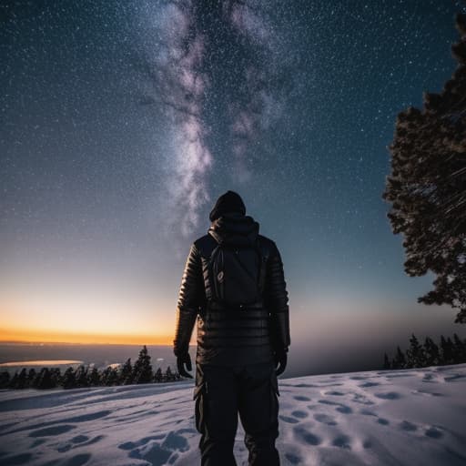  Night Sky with stars Apply the Following Styles 3Drenderer hyperrealistic, full body, detailed clothing, highly detailed, cinematic lighting, stunningly beautiful, intricate, sharp focus, f/1. 8, 85mm, (centered image composition), (professionally color graded), ((bright soft diffused light)), volumetric fog, trending on instagram, trending on tumblr, HDR 4K, 8K