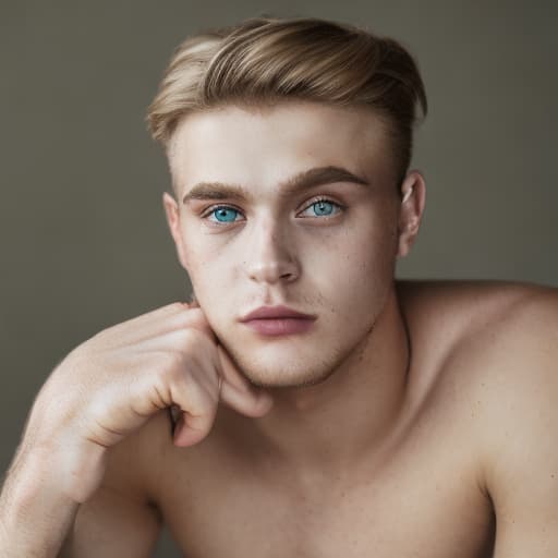 portrait+ style Russian LGBT queer webcam model blonde hunk dude face