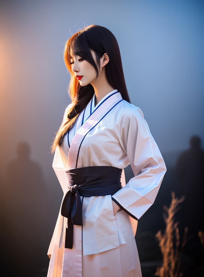  Japanese woman, hanbok,beautiful face, high quality, masterpiece hyperrealistic, full body, detailed clothing, highly detailed, cinematic lighting, stunningly beautiful, intricate, sharp focus, f/1. 8, 85mm, (centered image composition), (professionally color graded), ((bright soft diffused light)), volumetric fog, trending on instagram, trending on tumblr, HDR 4K, 8K