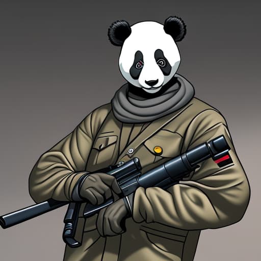  Panda soldier with guns chasing zombies