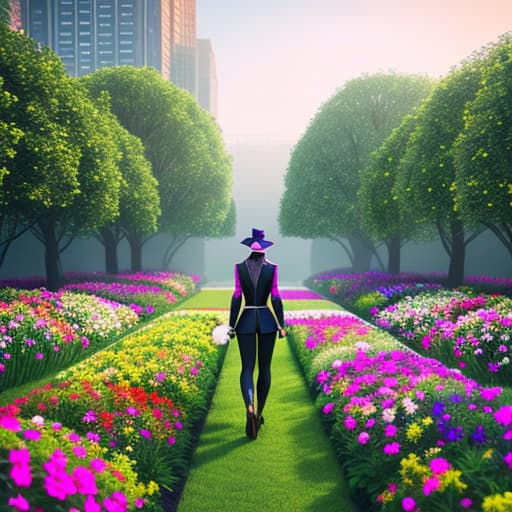  gardener tending to blooming flowers, in the style of electric dreamscape, pop inspo, isolated hyperrealistic, full body, detailed clothing, highly detailed, cinematic lighting, stunningly beautiful, intricate, sharp focus, f/1. 8, 85mm, (centered image composition), (professionally color graded), ((bright soft diffused light)), volumetric fog, trending on instagram, trending on tumblr, HDR 4K, 8K