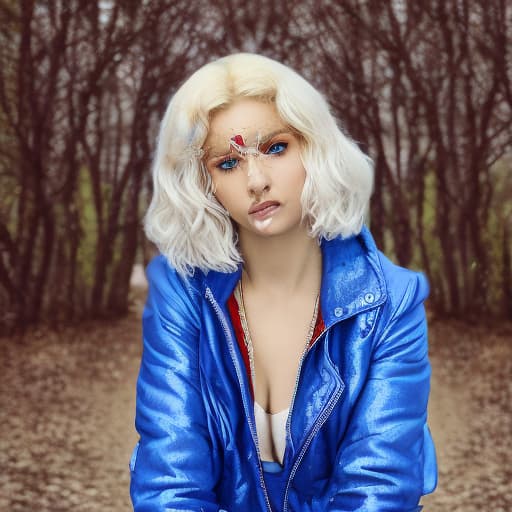 portrait+ style Russian LGBT queer singer blonde female face