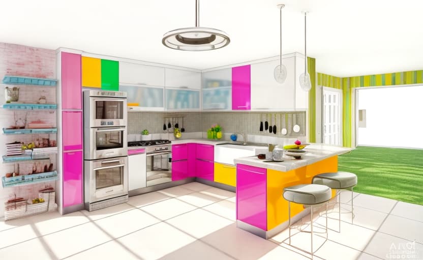  a colorful kitchen