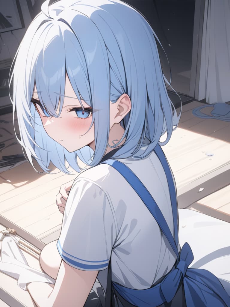  light blue hair, light blue, bob hair, bones around, intense, sad hatred, masterpiece, best quality,8k,ultra detailed,high resolution,an extremely delicate and beautiful,hyper detail