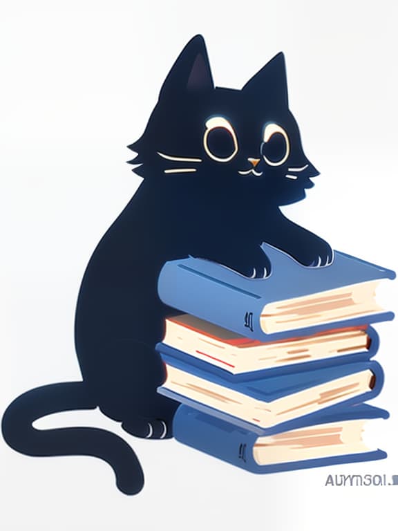  a painted cat lies on books, (logo:1.3), vector graphics, brand, design, inspired, (straight:1.3), (symmetrical:0.4) hyperrealistic, full body, detailed clothing, highly detailed, cinematic lighting, stunningly beautiful, intricate, sharp focus, f/1. 8, 85mm, (centered image composition), (professionally color graded), ((bright soft diffused light)), volumetric fog, trending on instagram, trending on tumblr, HDR 4K, 8K