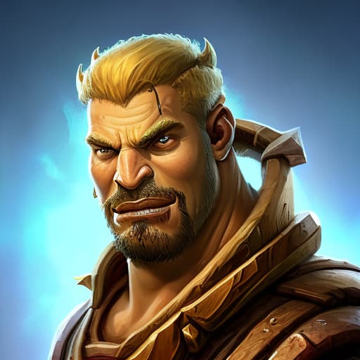 portrait+ style Warcraft actor blonde hunk dude face