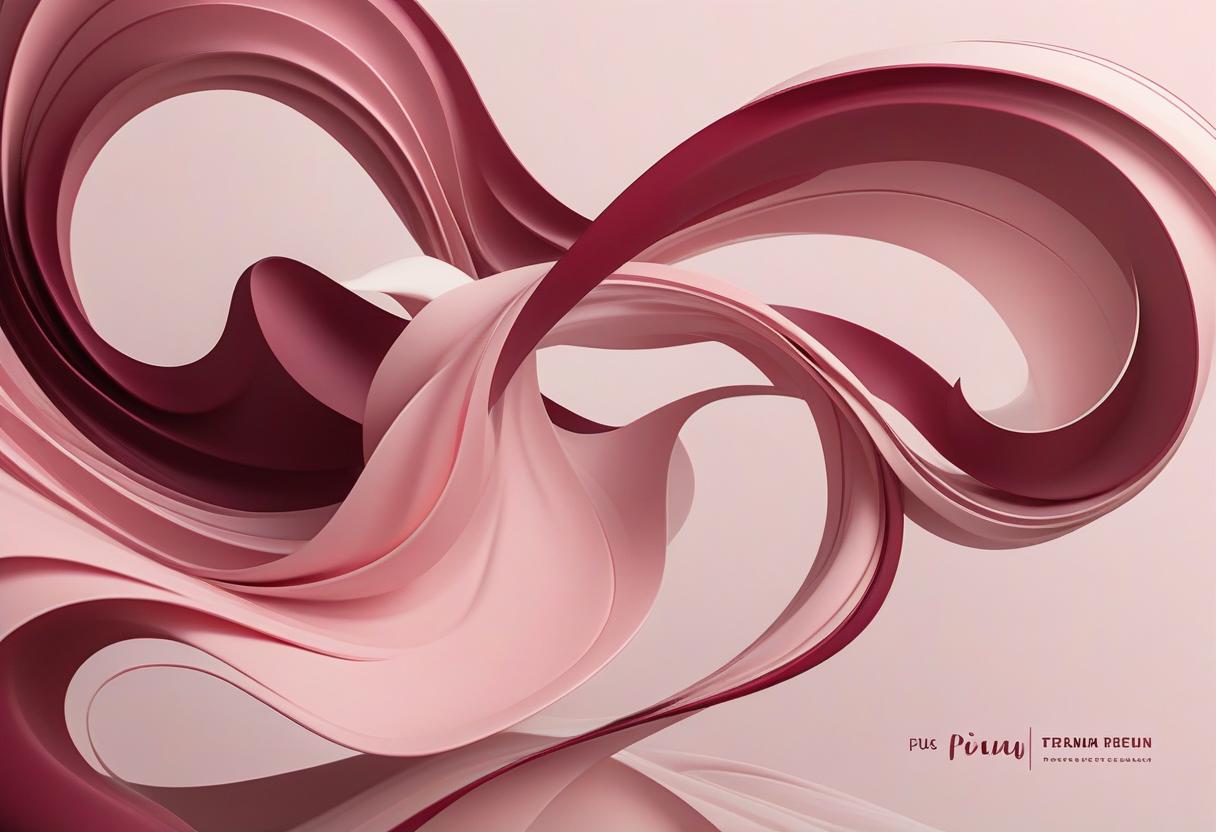  create an abstract art cover in pdf format embodying the concept of an eco friendly lifestyle. use smooth lines and curves reminiscent of wind and water, and a limited color scheme of light pink and burgundy colors. use modern minimalistic typography to design the title to give it a fresh and dynamic look.