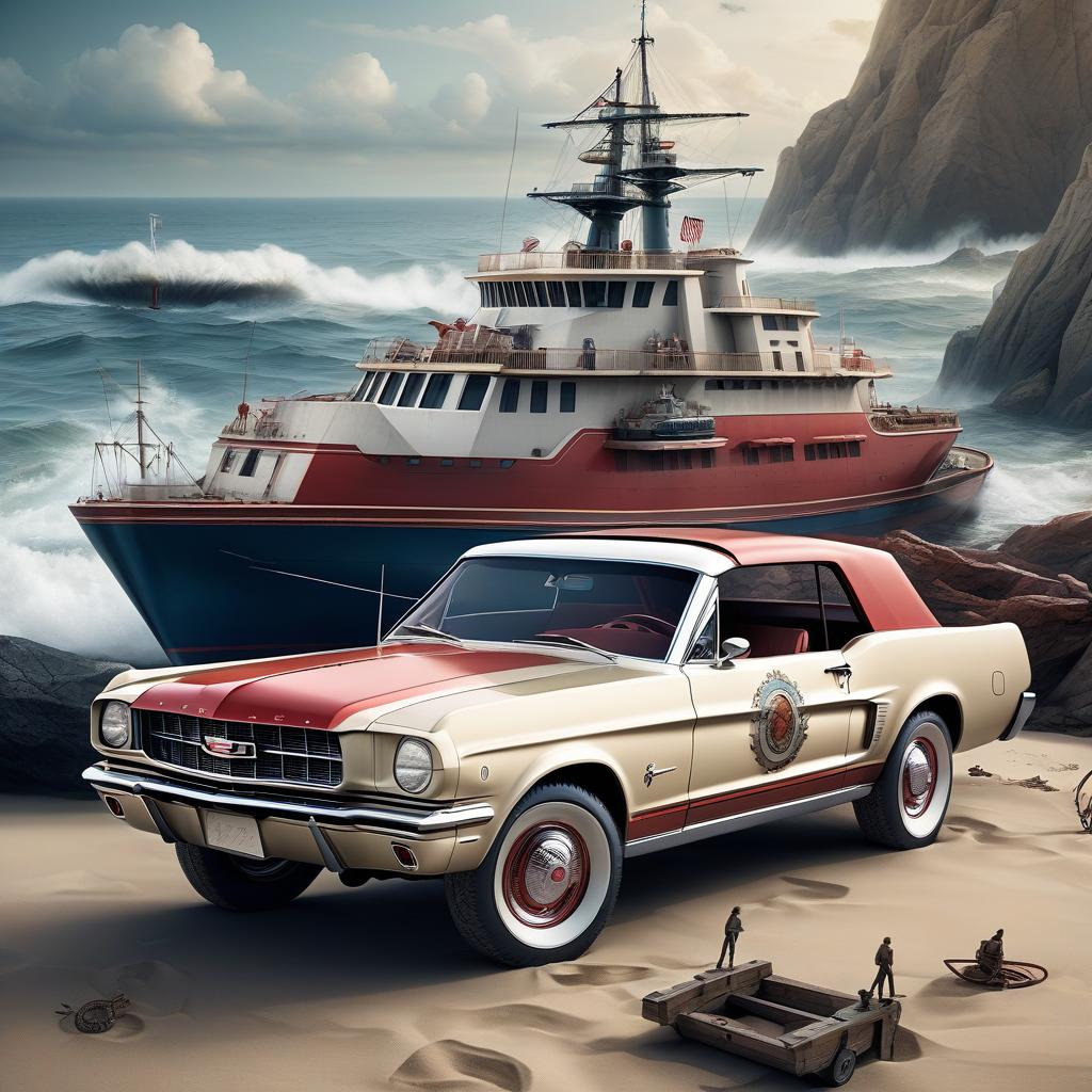  nautical themed Изящный, брутальный cadillac mustang bronco . sea, ocean, ships, maritime, beach, marine life, highly detailed