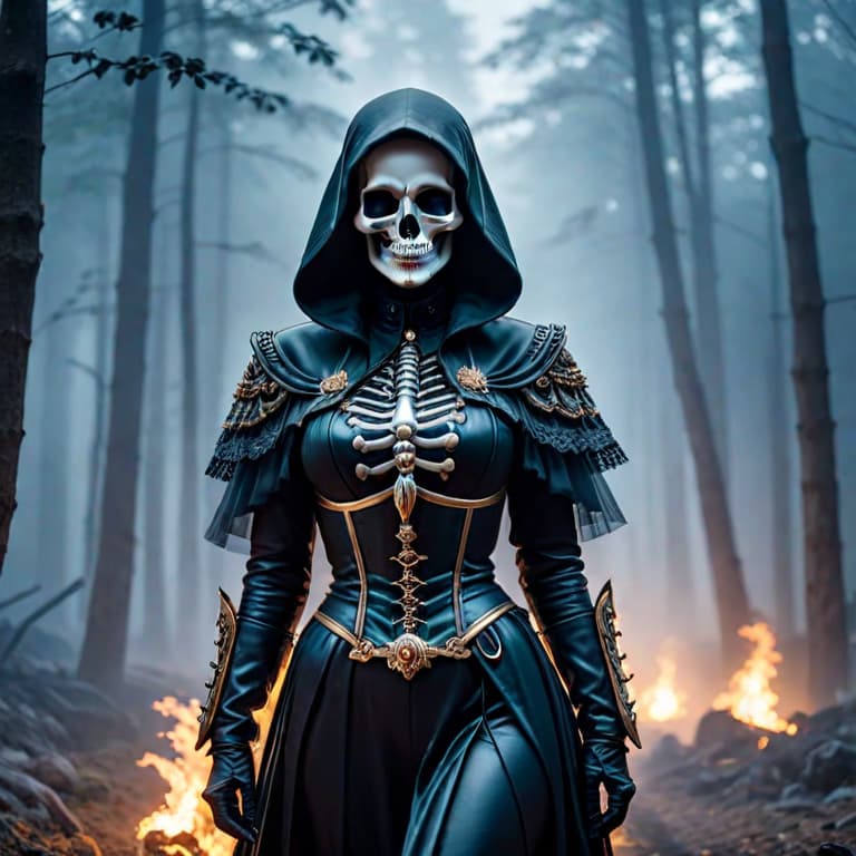  death is a luxury hyperrealistic, full body, detailed clothing, highly detailed, cinematic lighting, stunningly beautiful, intricate, sharp focus, f/1. 8, 85mm, (centered image composition), (professionally color graded), ((bright soft diffused light)), volumetric fog, trending on instagram, trending on tumblr, HDR 4K, 8K