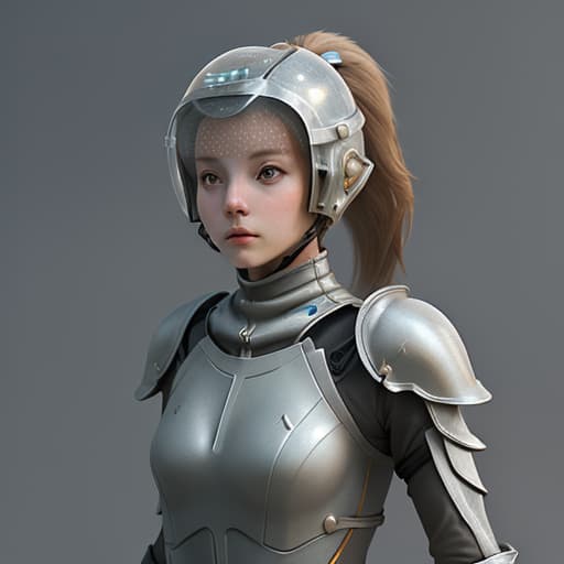  girl, humanity, wearing biological armor, shell, fully enclosed helmet, (solo: 1.5), dynamic, best quality, masterpiece, c4d, ponytail.