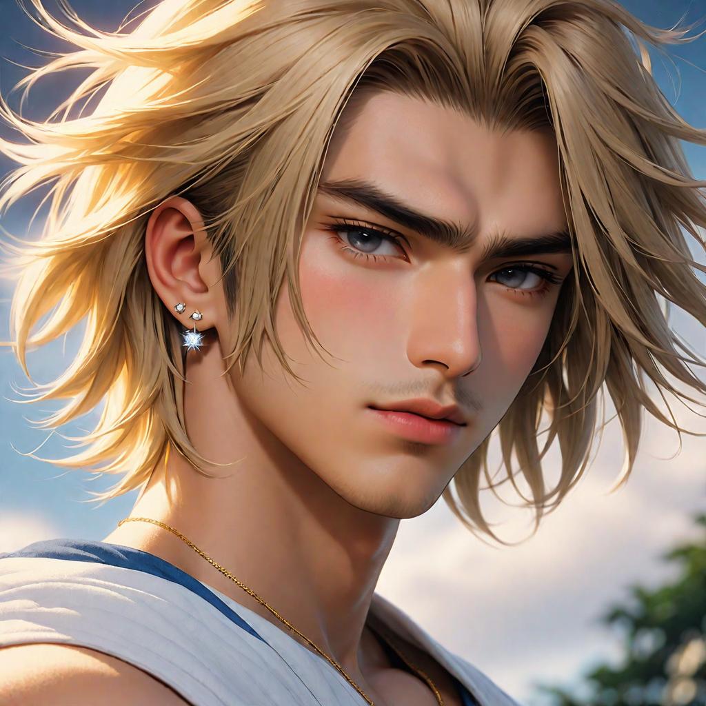  3d, (masterpiece, top quality, best quality, official art, beautiful and aesthetic:1.2), (fractal art: 1.3), anime art very beautiful asian male straight hair, white shoulder length hair, pale skin. grey eyes. eyebags. long dark lashes. diamond shaped face. sharp jawline. thin lips. low soft angled eyebrows. greek nose. tongue piercing. industrial piercing. lobe piercing. low set cheekbones. helix piercing. looking up to the sky, medium shot, golden hour college boy, award winning, professional, highly detailed, masterpiece