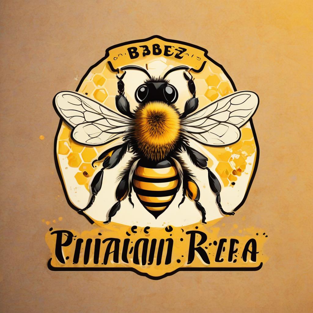  funny logo for a bee apiary with the name in russian "sweet business"