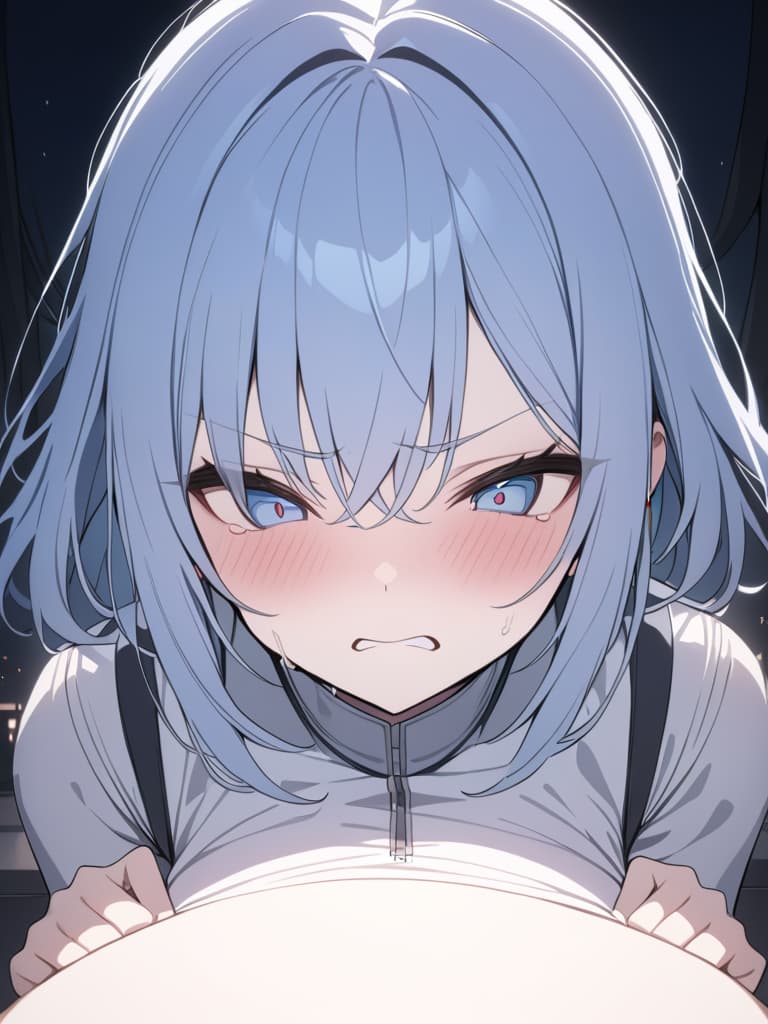  light blue hair, light blue eye, bob hair, darkness, hatred, angry crying, night, masterpiece, best quality,8k,ultra detailed,high resolution,an extremely delicate and beautiful,hyper detail