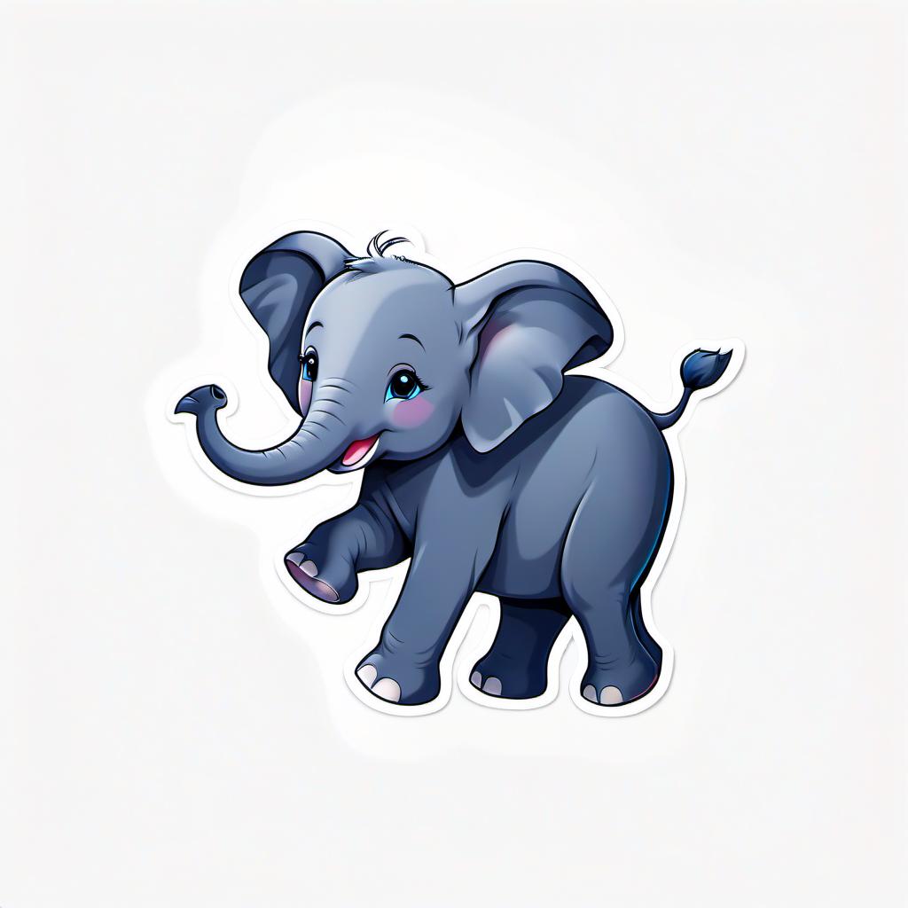  crowd surfing cuty baby elephant. white background, sticker