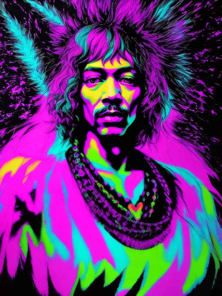  Psychedelic Portrait, Black light, Jimi Hendrix, medium/full body