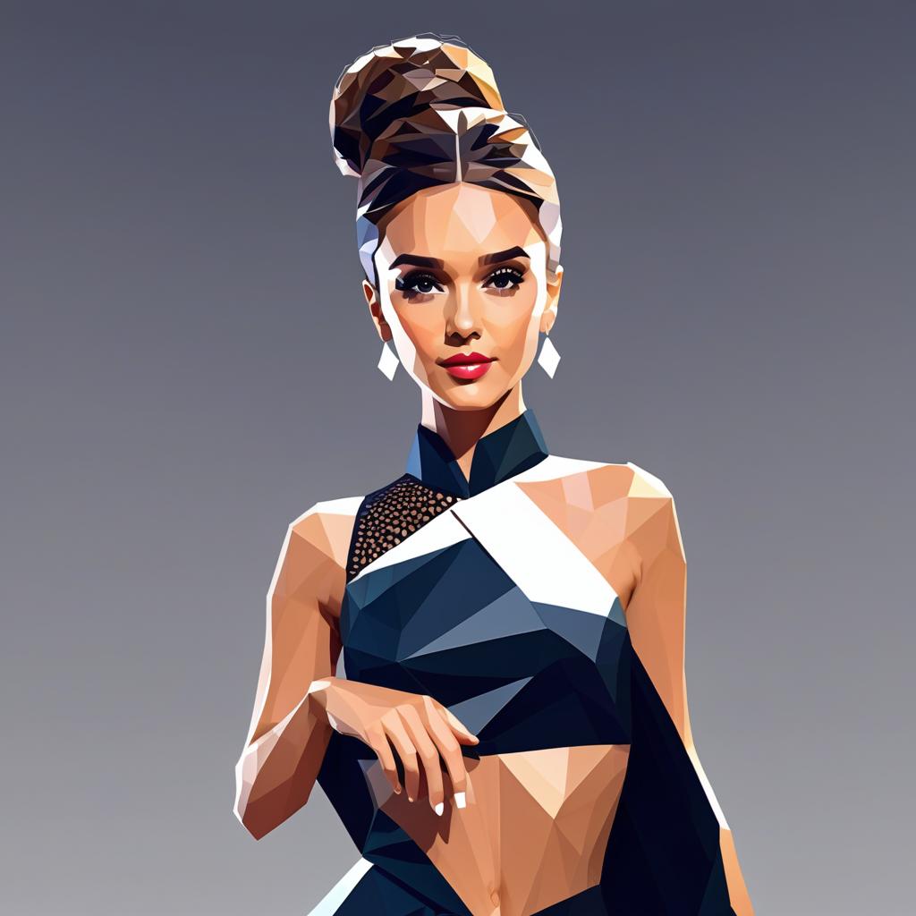  low poly style sweaty jessica alba and audrey hepburn. posing . full body. steamy room. very detailed.. low poly game art, polygon mesh, jagged, blocky, wireframe edges, centered composition