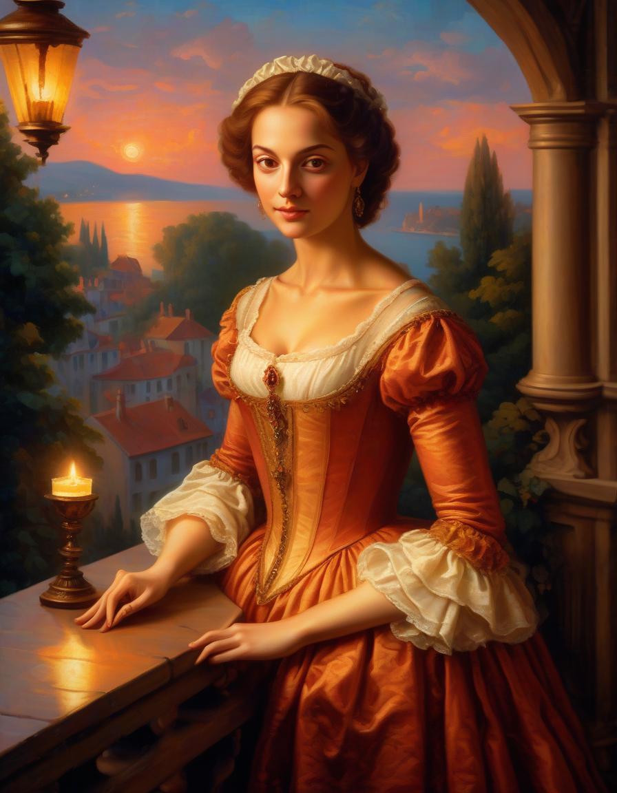  retro game art picturesque portrait of a lady in renaissance style, made in oil, a lady on the terrace in a summer evening by candlelight. . 16 bit, vibrant colors, pixelated, nostalgic, charming, fun