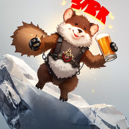  above a text that says "bobr", below a text that says "kurwa", in the center of the image a happy beaver with a beer in his hand. logo style, (3d render:1.25), realistic, dark, epic, (detailed:1.22), textured hyperrealistic, full body, detailed clothing, highly detailed, cinematic lighting, stunningly beautiful, intricate, sharp focus, f/1. 8, 85mm, (centered image composition), (professionally color graded), ((bright soft diffused light)), volumetric fog, trending on instagram, trending on tumblr, HDR 4K, 8K