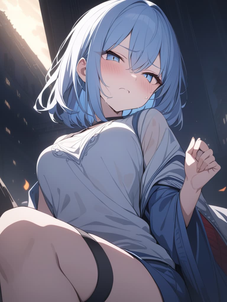  light blue hair, light blue eye, bob hair, darkness, hatred, angry crying, night, world end, masterpiece, best quality,8k,ultra detailed,high resolution,an extremely delicate and beautiful,hyper detail