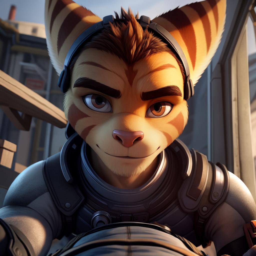  Ratchet and clank Night hunter (dying light), gloves, first person view, pov, open eyes, masterpiece, 4k, fine details,