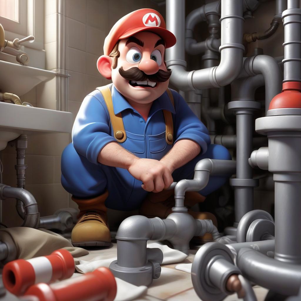  concept art plumber . digital artwork, illustrative, painterly, matte painting, highly detailed