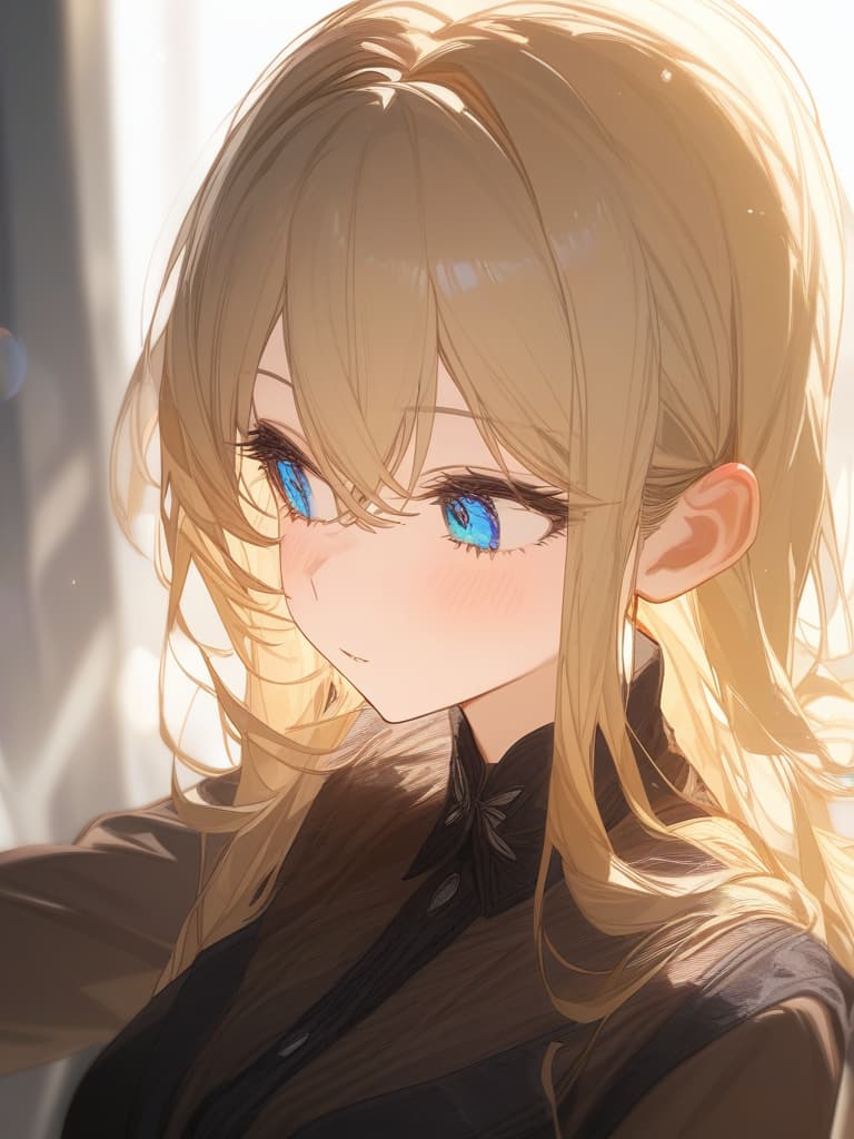  blonde, blue eyes, black dress, cool, masterpiece, best quality,8k,ultra detailed,high resolution,an extremely delicate and beautiful,hyper detail