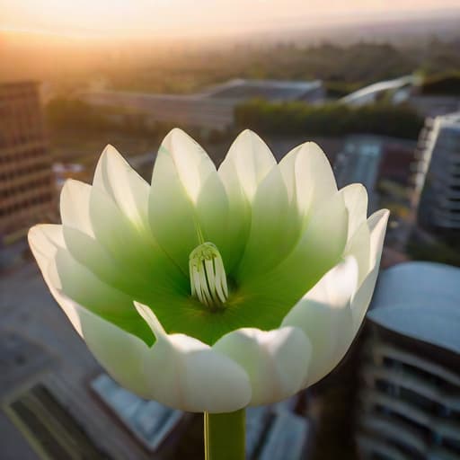  museum, modern architecture, shaped like a lily flower, soft petals, natural stem, white, green, slender stem, vertical elongation, simple, clean, elegant, organic, sunlit hyperrealistic, full body, detailed clothing, highly detailed, cinematic lighting, stunningly beautiful, intricate, sharp focus, f/1. 8, 85mm, (centered image composition), (professionally color graded), ((bright soft diffused light)), volumetric fog, trending on instagram, trending on tumblr, HDR 4K, 8K