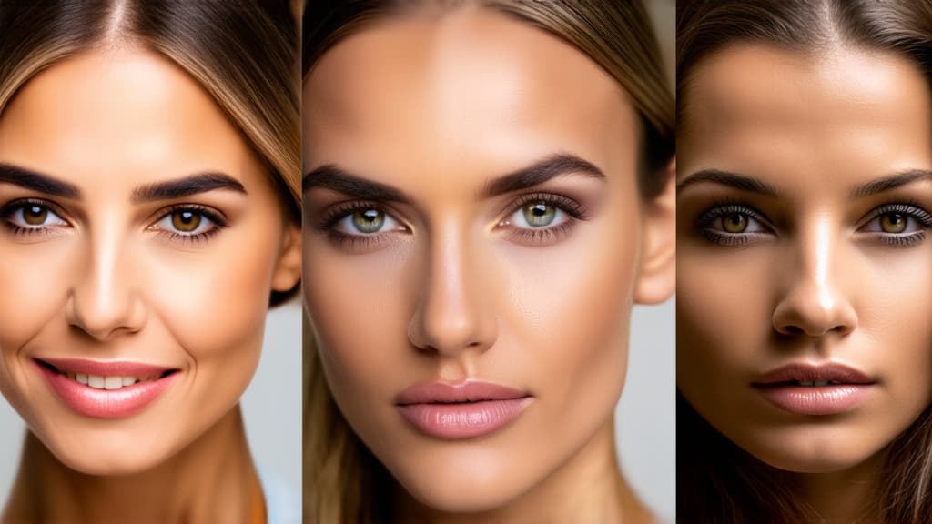  different beauty. set of different female heads on light background. different races and nationalities. ar 16:9, (natural skin texture), highly detailed face, depth of field, hyperrealism, soft light, muted colors