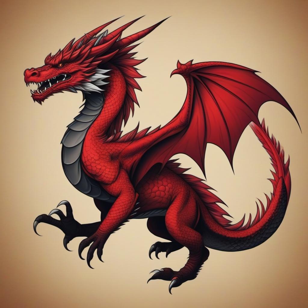  Red Fire Dragon Tattoo