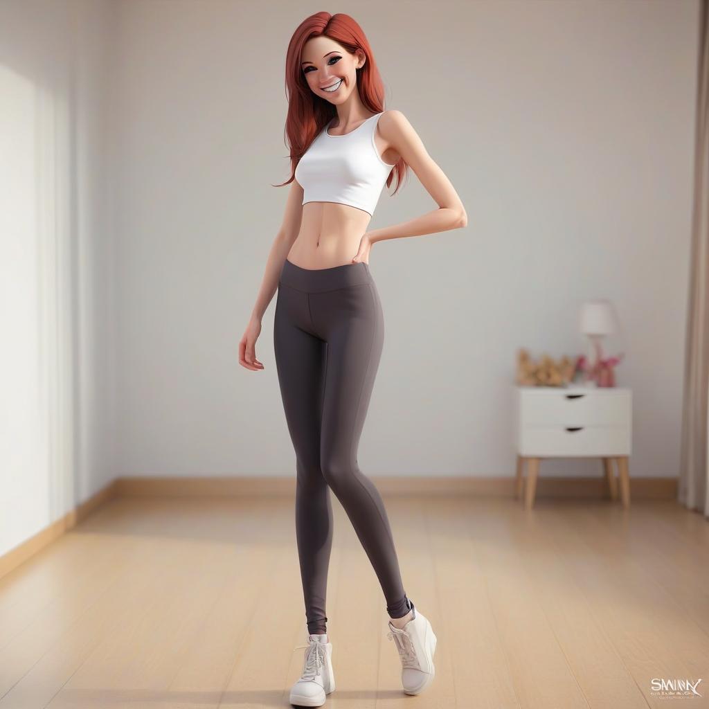  skinny i , show , fullbody, smile, big , leggings