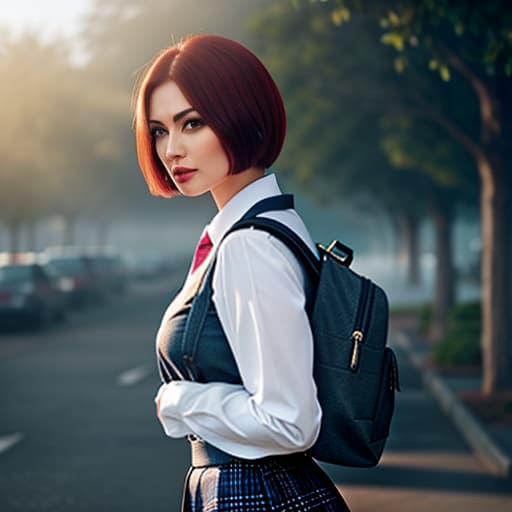  schoolgirl stands up for cancer and textbook on her back hyperrealistic, full body, detailed clothing, highly detailed, cinematic lighting, stunningly beautiful, intricate, sharp focus, f/1. 8, 85mm, (centered image composition), (professionally color graded), ((bright soft diffused light)), volumetric fog, trending on instagram, trending on tumblr, HDR 4K, 8K