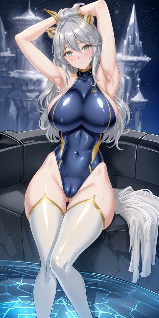  (((, in ))) Luxurious space resort hotel girl, Highly detailed landscape, Nice views, your , whole body, (((Stretch your overhead))), sit, Laughter,Non-NSWF,Artoria,((Silver Hair)),Wavy Hair,Top quality masterpiece, 1 girl, alone, Looking at the audience, on, blush , To the audience, (Big Valley), (((Huge saggy s))), At the hotel, , glamorous, body, (((Camel Toe))),((Shiny, reflective swimwear)),Navy blue , Beautiful Skin, (((Ejaculate in the ))), Splashing out of my hole, hyperrealistic, full body, detailed clothing, highly detailed, cinematic lighting, stunningly beautiful, intricate, sharp focus, f/1. 8, 85mm, (centered image composition), (professionally color graded), ((bright soft diffused light)), volumetric fog, trending on instagram, trending on tumblr, HDR 4K, 8K