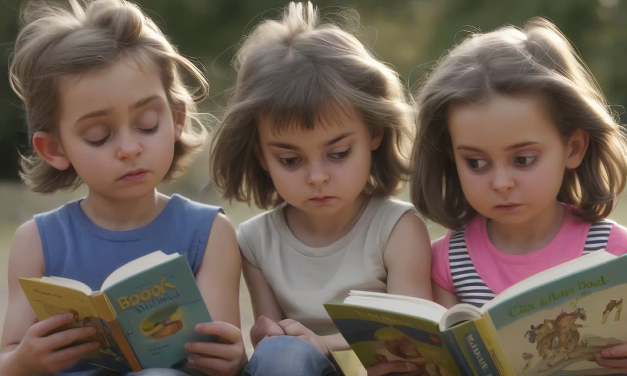  children read a book