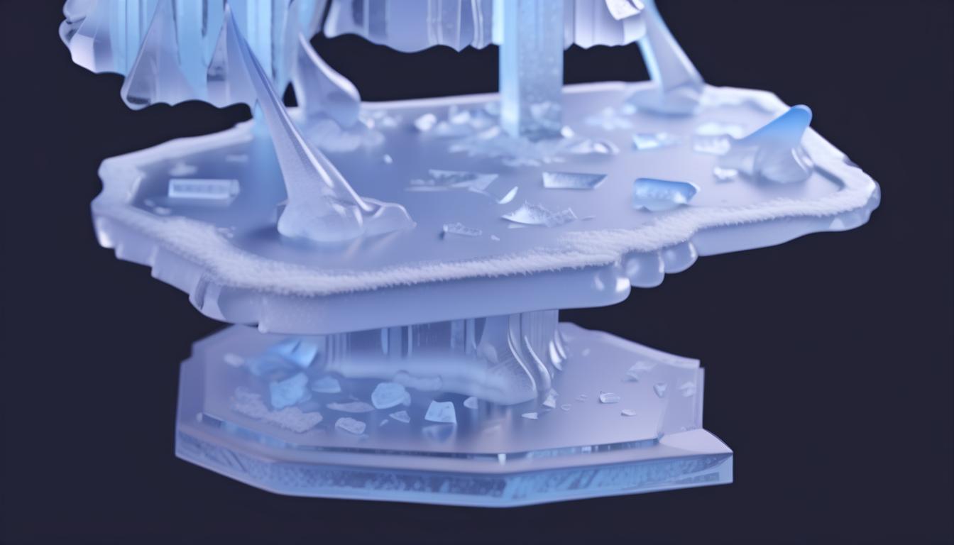  professional 3d model a platform made of ice with beautiful ornament . octane render, highly detailed, volumetric, dramatic lighting, civitai