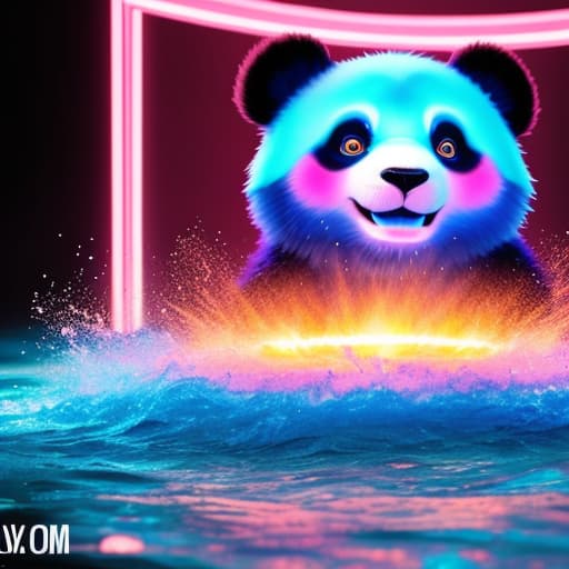  (4. A captivating scene featuring a rain of electric blue fire and a vortex of soft pink water, with the silhouette of a panda in the middle, shot on Olympus OM-D E-M1X, displaying a photorealistic, volumetric, and dynamic appearance) Model: MOJO-droodlyrielv15 Ultra resolution 😎