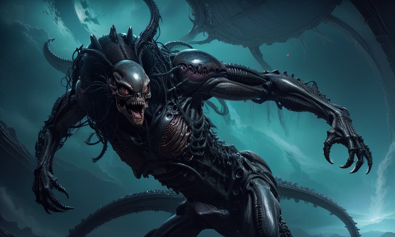  macabre style monster realism space xenomorph flesh . dark, gothic, grim, haunting, highly detailed, civitai