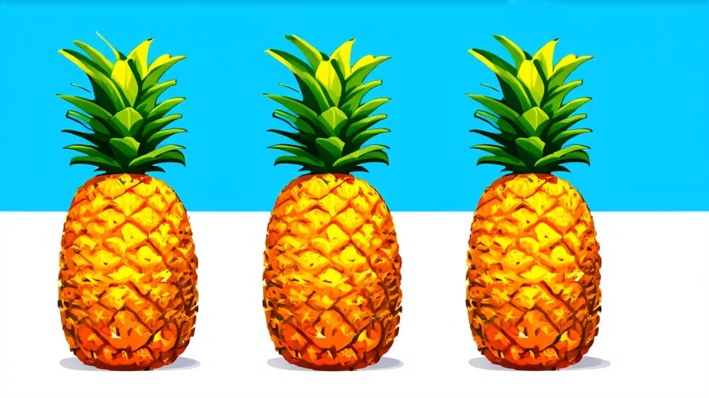  flat illustration, flaticon, (illustration:1.15), pineapple isolated on white background ar 16:9, [cory loftis, strobist, pascal campion :: 0.2]