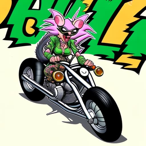  Rat fink style honey badger on a motorcycle