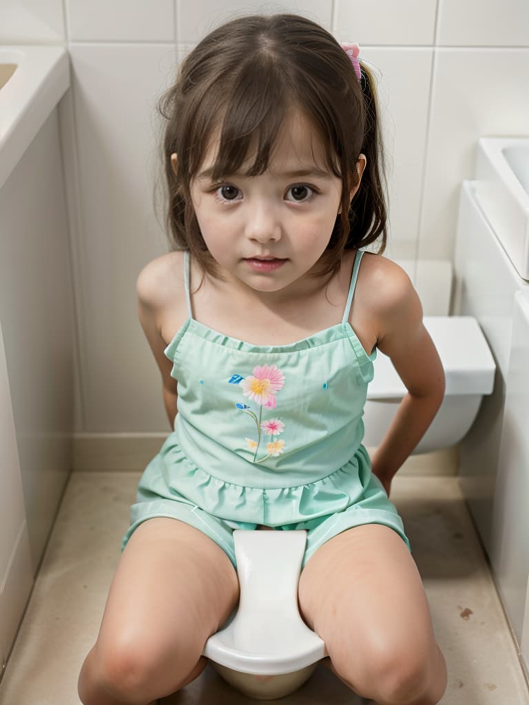  girl in poo, first grader, toilet, masterpiece, best quality,8k,ultra detailed,high resolution,an extremely delicate and beautiful,hyper detail