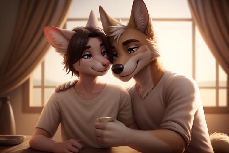  Young anthro , father s , anthro female, , , , anthro male, duo, , age difference, , love, ing , ing ,, open eyes, digital art, masterpiece, 4k, fine details,