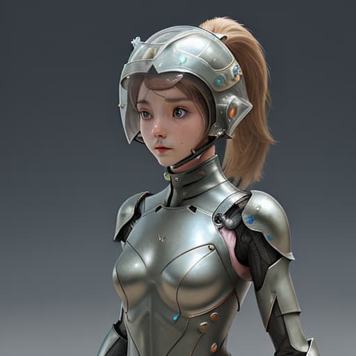  girl, human nature, wearing biological armor, shell, fully enclosed helmet, (solo: 1.5), dynamic, best quality, masterpiece, c4d, ponytail.