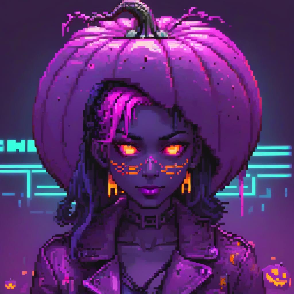  neonpunk style halloween pumpkin . cyberpunk, vaporwave, neon, vibes, vibrant, stunningly beautiful, crisp, detailed, sleek, ultramodern, magenta highlights, dark purple shadows, high contrast, cinematic, ultra detailed, intricate, professional