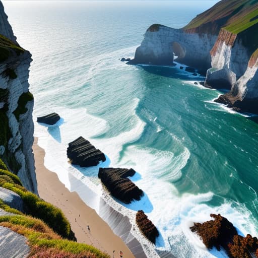  a breathtaking watercolor painting of a dramatic coastal cliff with crashing waves below and seagulls soaring above hyperrealistic, full body, detailed clothing, highly detailed, cinematic lighting, stunningly beautiful, intricate, sharp focus, f/1. 8, 85mm, (centered image composition), (professionally color graded), ((bright soft diffused light)), volumetric fog, trending on instagram, trending on tumblr, HDR 4K, 8K