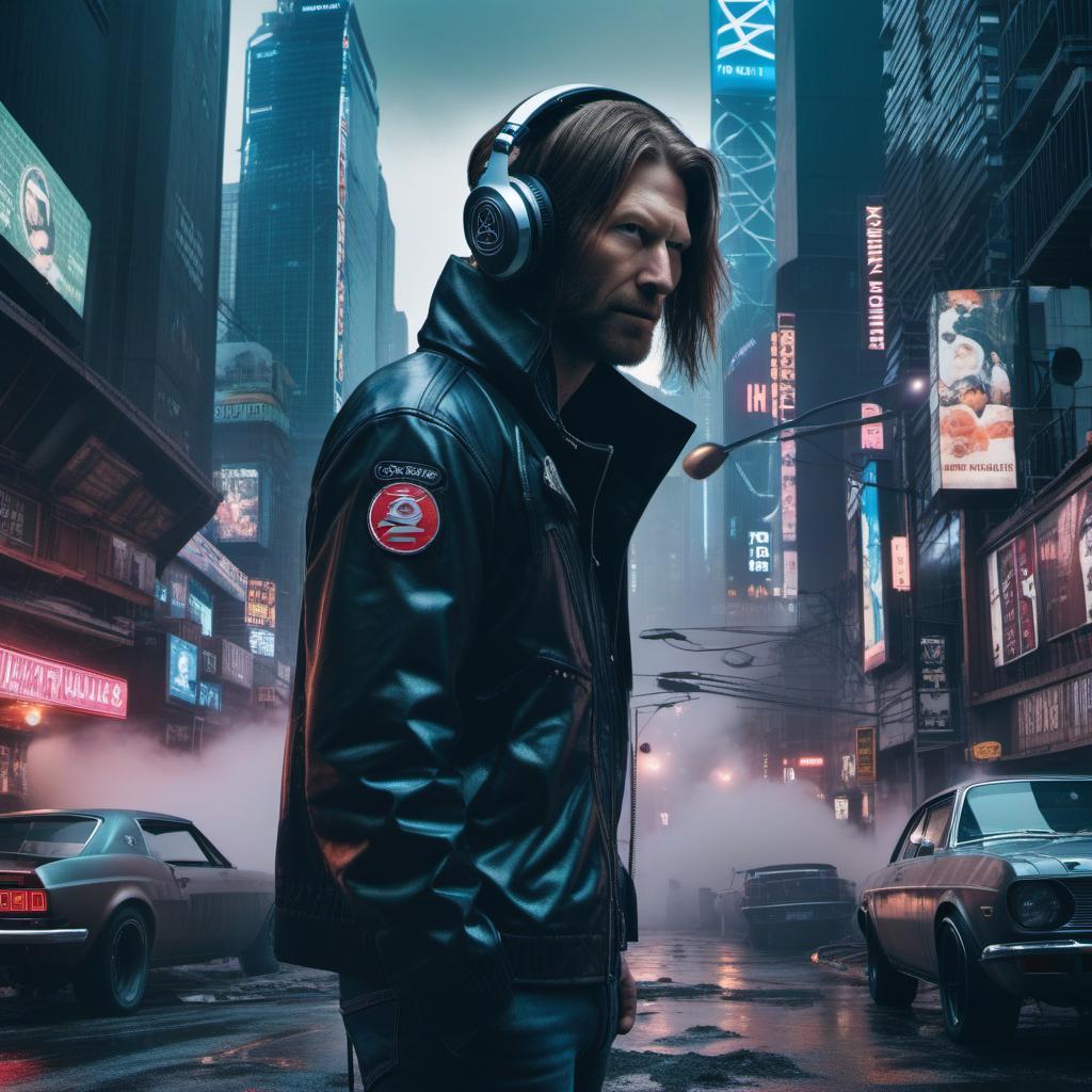  an epic album cover, splicor and aphex twin with a dystopian feel., ((anime)) hyperrealistic, full body, detailed clothing, highly detailed, cinematic lighting, stunningly beautiful, intricate, sharp focus, f/1. 8, 85mm, (centered image composition), (professionally color graded), ((bright soft diffused light)), volumetric fog, trending on instagram, trending on tumblr, HDR 4K, 8K